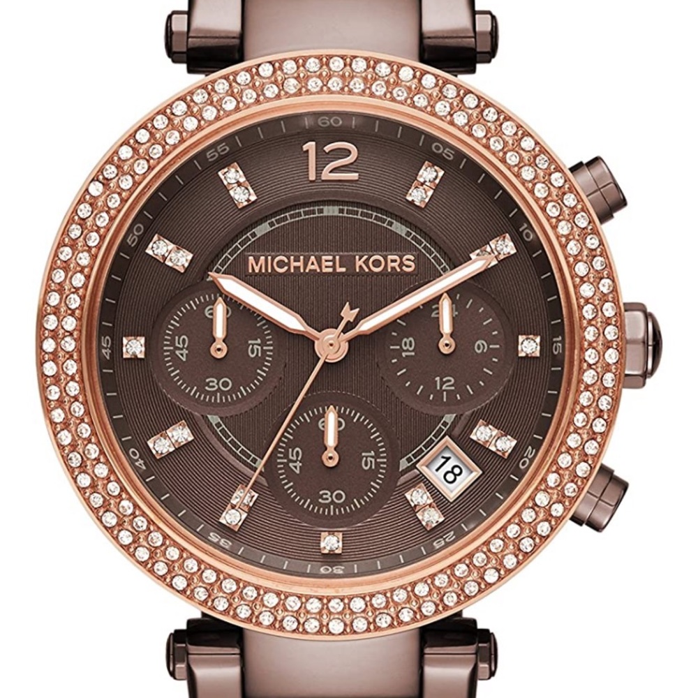 Mk Stainless Steel Watch With Glitz Accents - NIB